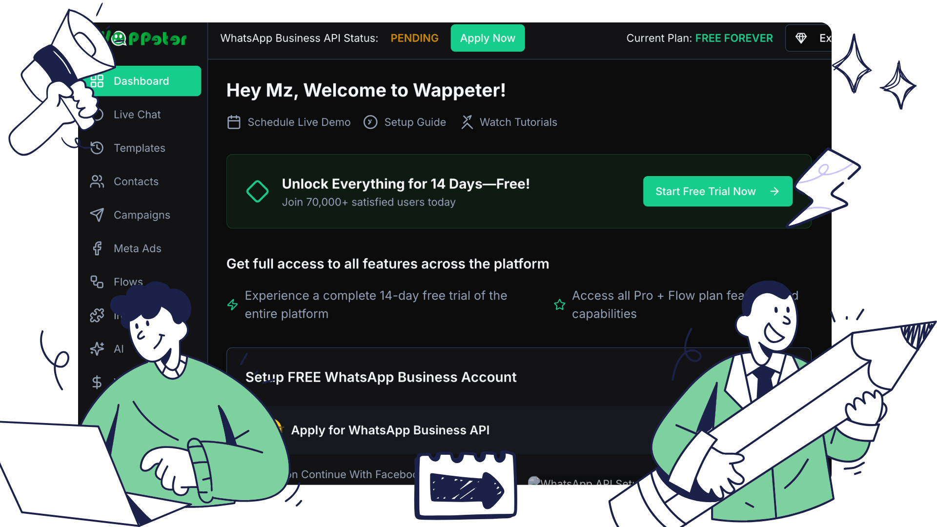 Wappeter Dashboard Screenshot Dark